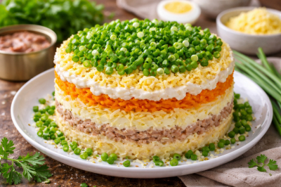 Беру банку печени трески и собираю вкусный салат: классное сочетание с самыми простыми продуктами