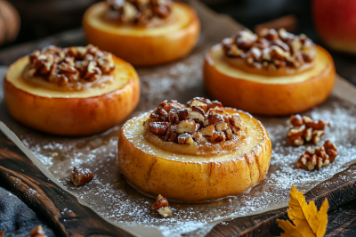 Яблочные кольца с творогом и орехами &mdash; простое угощение к чаю. Нежнее и вкуснее шарлотки